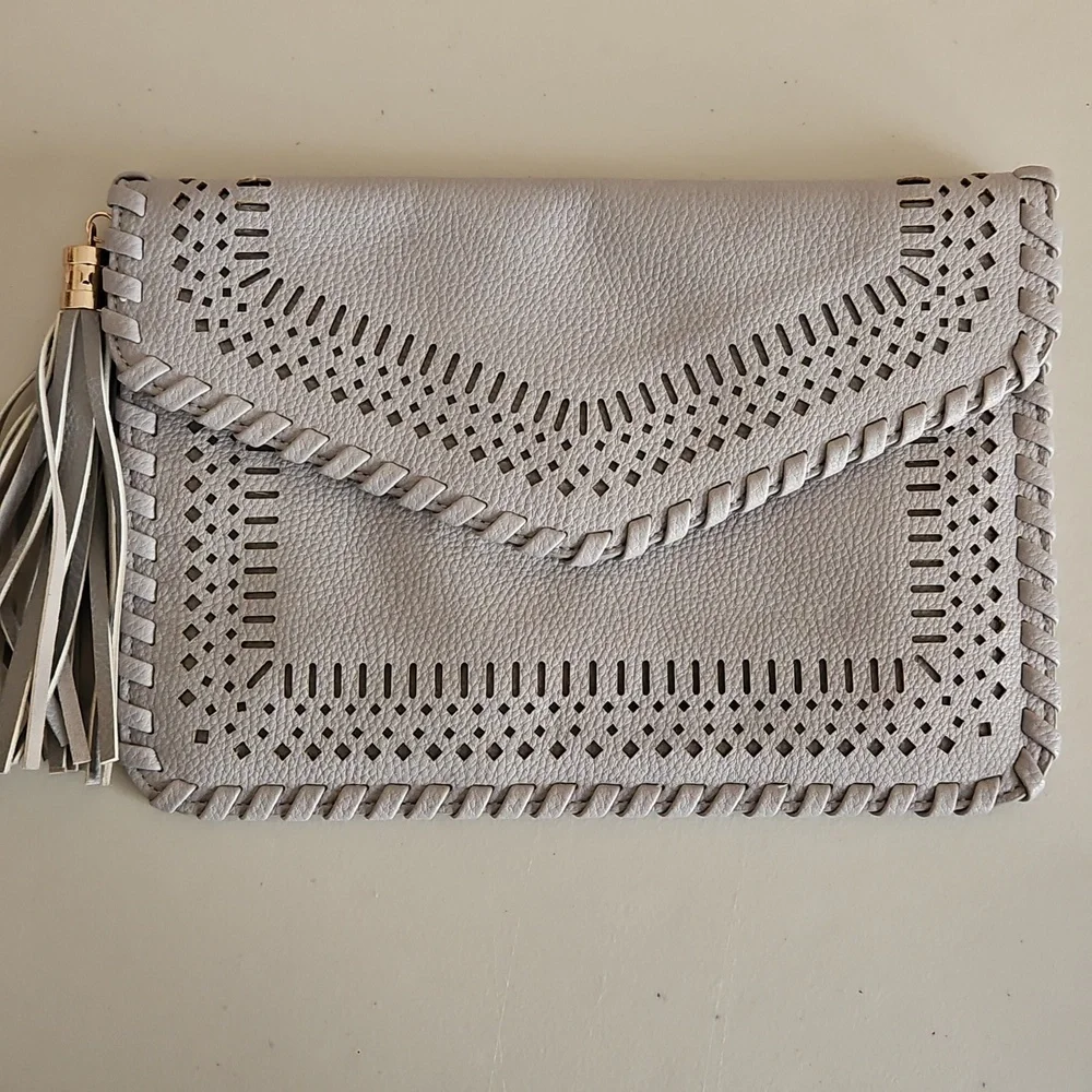 Moda LUXE Gray Clutch With Tassle - Picture 7 of 16